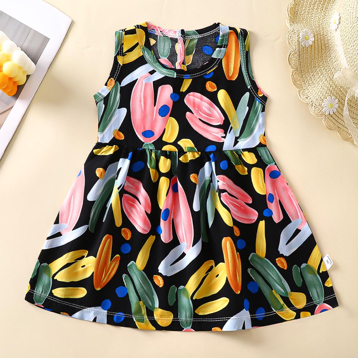 

Summer Girls Cotton Silk Princess Dress - Sweet & Versatile Children s Clothing 80cm (suggested height 60-70cm)