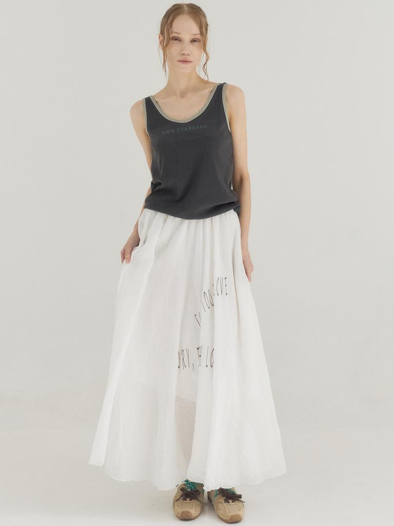Sorry, Too Much Love Lightweight Crinkled Full Flair Skirt_White