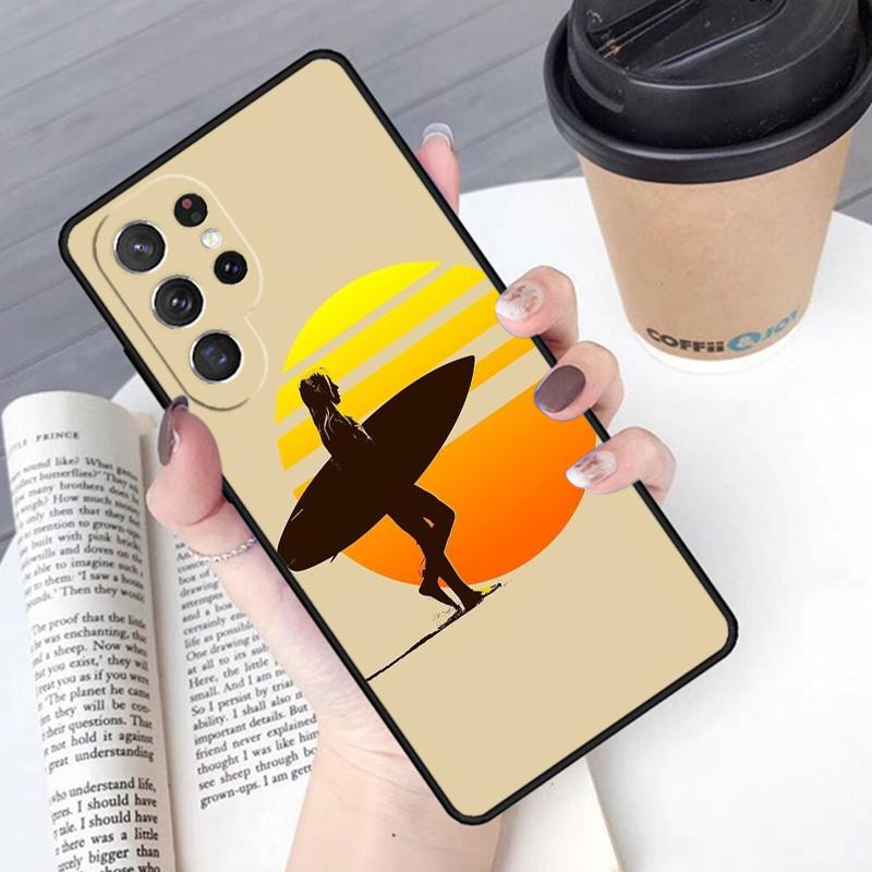 Surfing Art Surf Girl Phone Case Cover For Samsung Galaxy S24 S25 Ultra S21 S22 Ultra S10E Note 10 Plus Note 20 FE S23