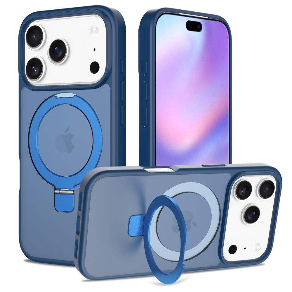 Luxury Magsafe Fold Stand Magnetic Phone Case For iPhone 17 Air 16 15 Pro Max 16E 14 Plus 13 12 Frosted Translucent Shockproof protect Cover