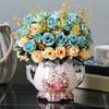 6 Forks 12 Heads Simulated Roses Bright Colors Realistic Appearance Artificial Flowers Photo Props Home Decor