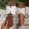Women's Wide Width Single Strap Sandals, Open-Toe Beach Slides, European Summer Slippers for Women