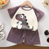 Kids Short Sleeve Cotton Set With Cartoon Pattern For Summer Play