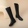 Krazing Pot Cow Split Skin Round Toe Med Heels Knight Boots Size 46 Size 45 Zip Plus Size Women Sewing Thigh High Boots