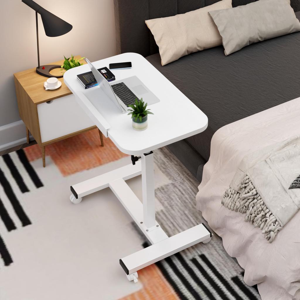 LBFXQ Side Reversible Desktop Side Table with 55cm Wide X 32cm Deep X Height Adjustable Folding Easy Lazy Desk for Working from Home Table, Casters,