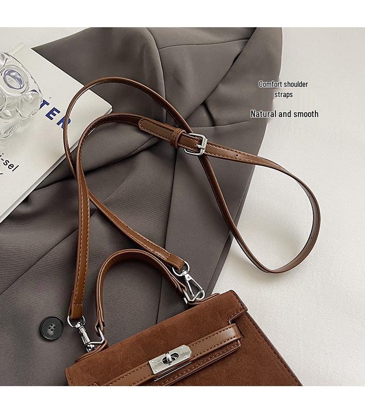 Mattes Wildleder Retro Kelly Tasche: Damen Modische Umhängetasche