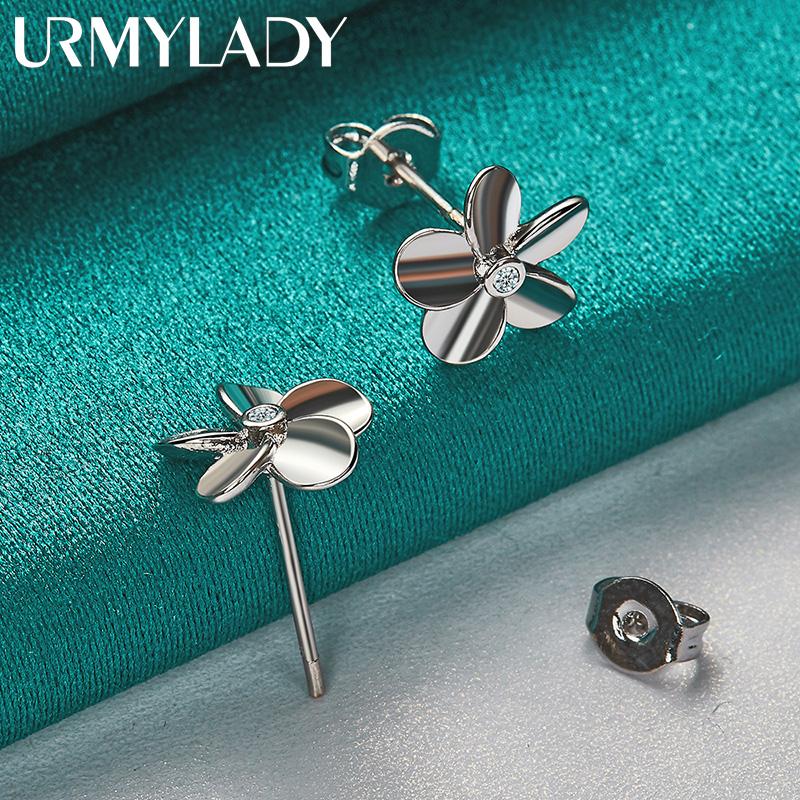 925 Sterling Silver Flower Stud Earrings For Women Fashion Jewelry