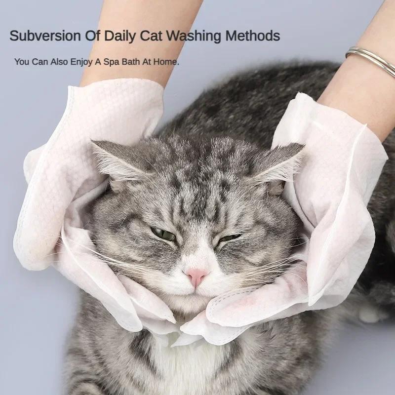 Cat Grooming Supplies 6pcs Pet Disposable Gloves Dog Disposable SPA Massage Gentle Deodorant Deep Cleaning Leave-In Wipes