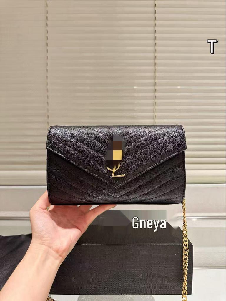 YSL Classic Diamond Envelope Bag: Versatile Women's Caviar Leather Crossbody with Ball Grain Design.