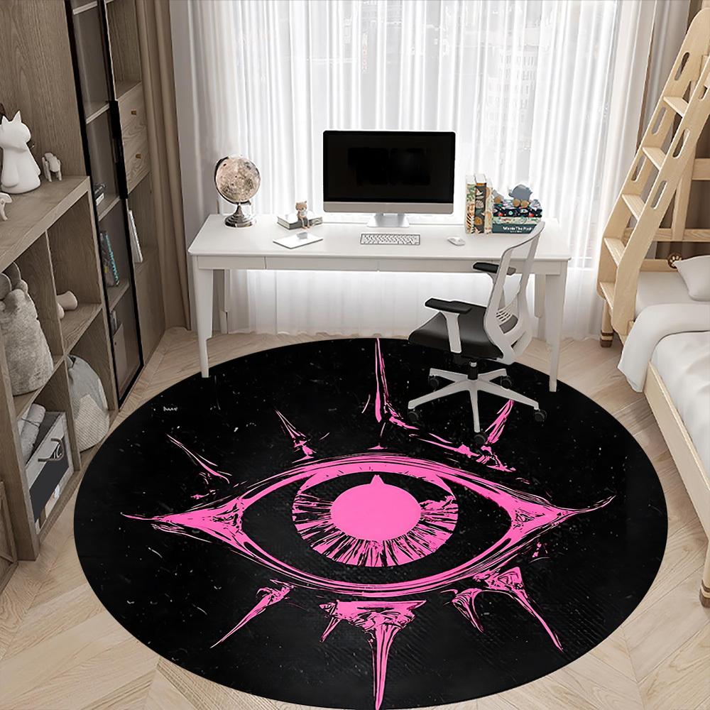 1pc Eye Symbol Office Round Area Rug, Indoor Mat Suitable ForOffice, Under Office Chairs Bedroom Living Room Home Decor, Room Deco T026