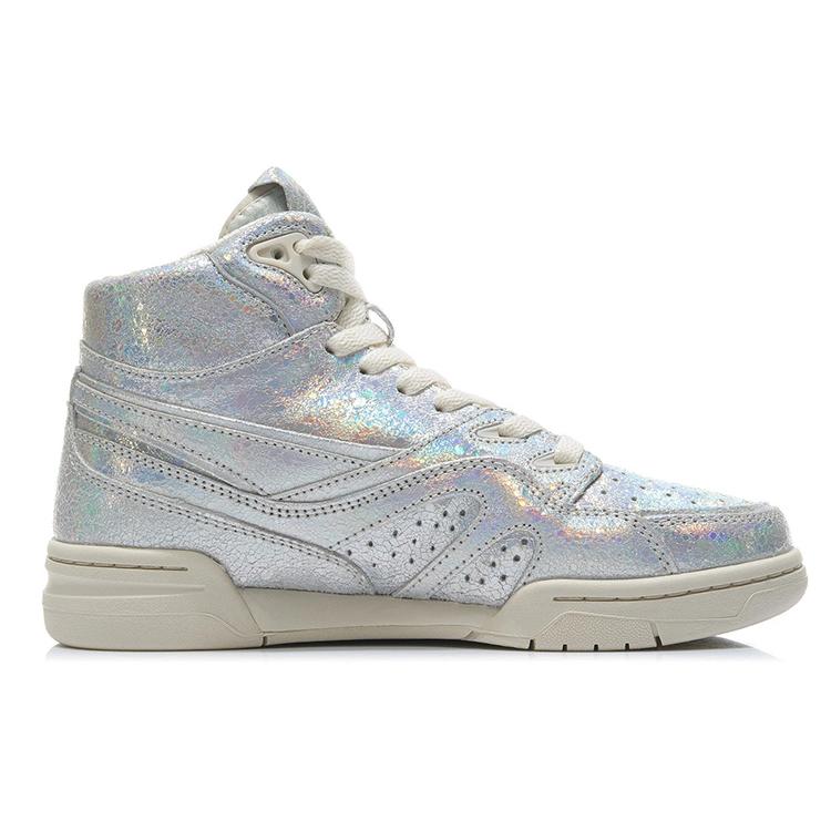 New LiNing 937 Deluxe Hi High Top Vintage Basketball Shoes Women's Silver AGBR080-2