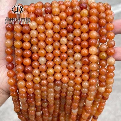 Jinde Joyería Ágata Roja Natural Redonda Perlas para Pulseras y Accesorios Hechos a Mano DIY.