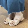 Chaussures Mary Jane à talon épais printemps et été chaussures simples fée douce fines chaussures simples françaises augmentent la hauteur le soir camélia brise du soir