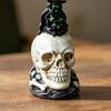 Halloween Totenkopf Statue, Gruselige Harz Hexe Totenkopf Figur, Gotische Skelett Skulptur für Regal, Schreibtisch, Zuhause, Büro Dekoration