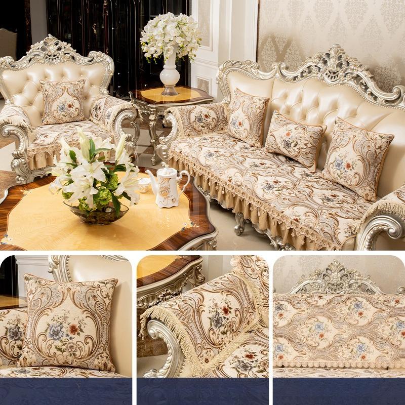 Sofa Towel European Chenille Sofa Cushion Four-Season Universal Sofa Cover High-End Sofa Cover Lace Embroidered Seat Cushion