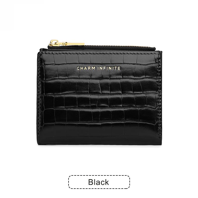 Minimalistisk Damplånbok PU-läder Vikbar Kortplats Pengapåse Mode ID-fönster Visitkortshållare KrokodilmönsterNollPlånbok