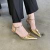 fashion Gold Black Silver White Women Sandals Pointed Toe Summer Dress Shoes Thin High Heels Ankle Strap Sexy Party Gladiator Slides 39