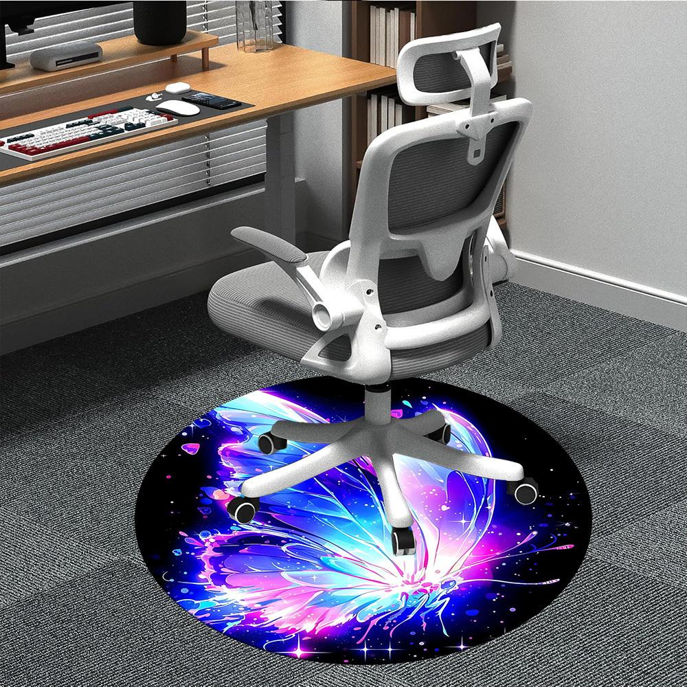 1pc Butterfly Fantasy Office Round Area Rug,  Mat Suitable ForOffice, Under Office Chairs Bedroom Living Room Home Decor, Room Deco
