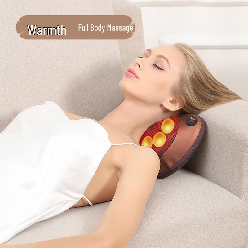 Cross-Border Cervical and Lumbar Massager: Multi-Functional Pillow for Neck and Waist with Kneading and Heat Therapy.