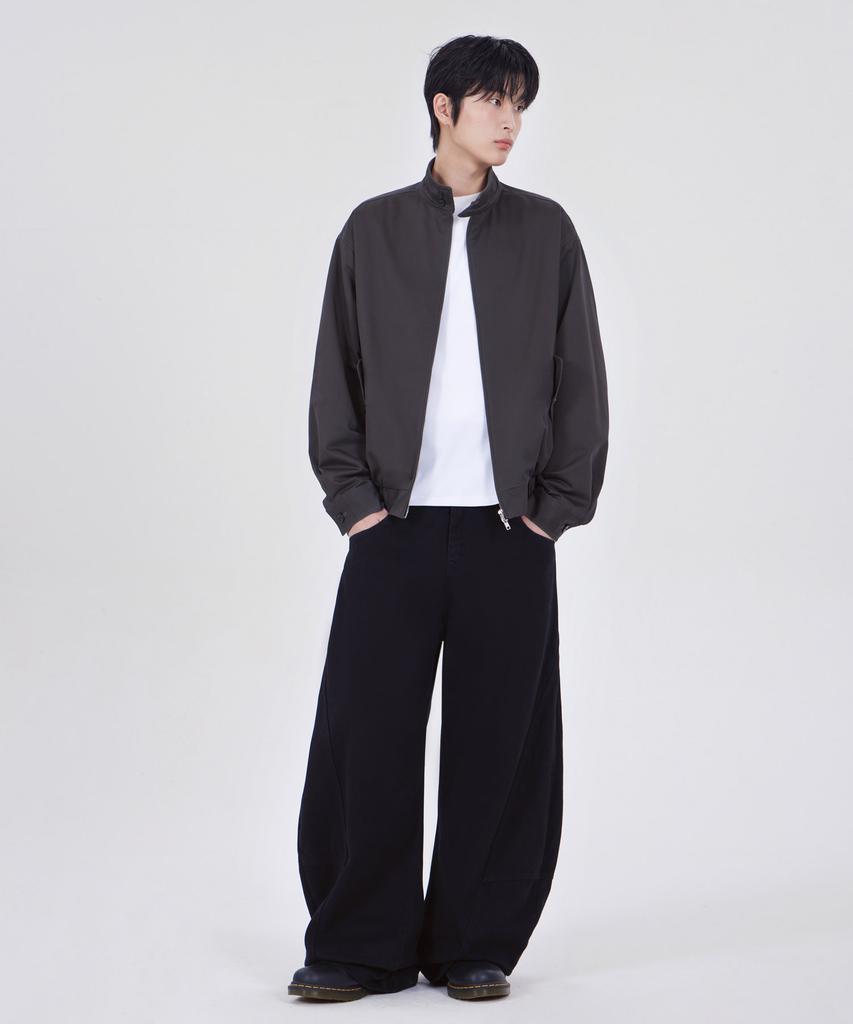 GLW Curved Cut Wide Cotton Pants Black