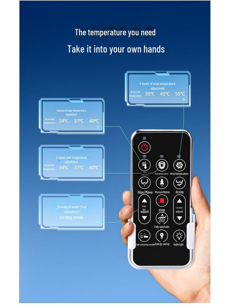 Wielofunkcyjna inteligentna deska sedesowa z pilotem, elektrycznym ogrzewaniem, funkcjami czyszczenia i suszenia