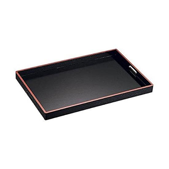 Wakaizumi Lacquerware Side Black Wood 2 Shaku Tray, Grain, Red, (Medium), 1-109-6