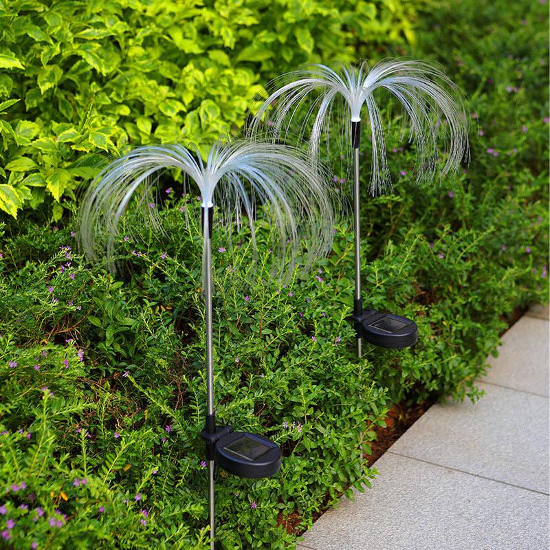 Outdoor Color-Changing LED Jellyfish Garden Lights with Solar Fiber Optics