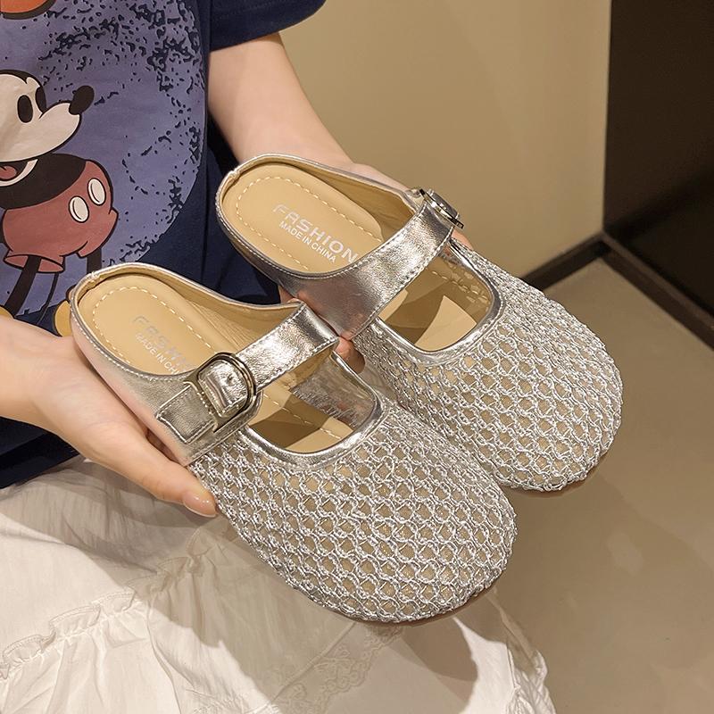 

Мода 2025Женская обувь Серебристые лоферы Тапочки Мягкие шлепанцы Закрытый носок Комфорт Сетчатая ткань Серебристые тапочки Мягкий закрытый носок 35 серебряный