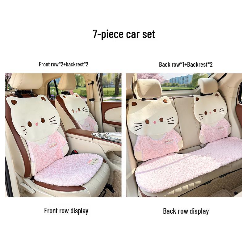Cartoon Cat Plush Car Seat Cushion – Warm Winter/Autumn Rear Cover