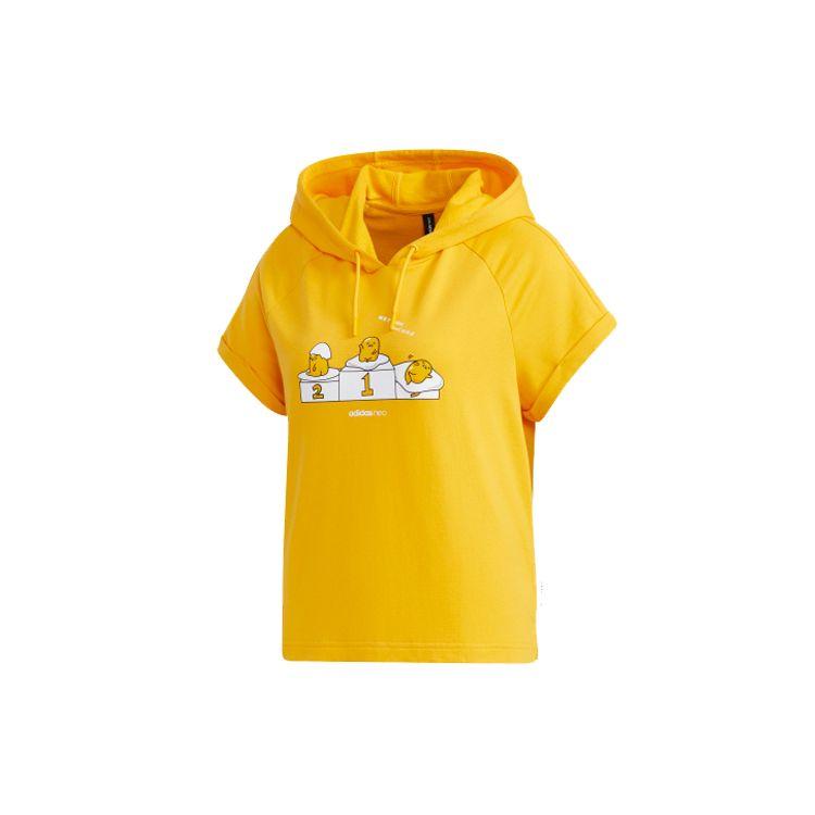 adidas Neo Women s Gudetama Co-Branded Hooded Short-Sleeve T-Shirt Yellow GL7234 L