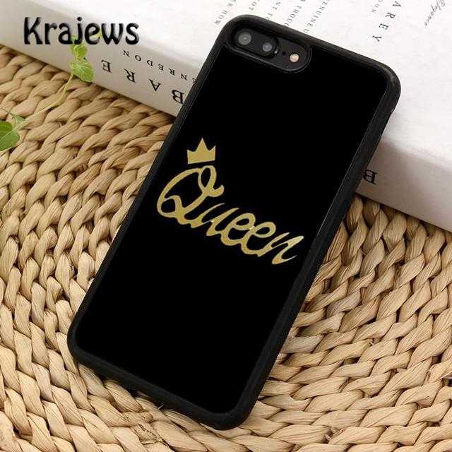 Krajews KING Queen Crown Letter Soft Phone Case Cover For iPhone 17 Air 16 15 14 plus 11 12 13 pro max Plus coque Fundas