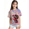 Children Funny T-Shirt Girls Summer Cute Animal 3D Print Casual Comfortable Breathable Soft T-Shirt