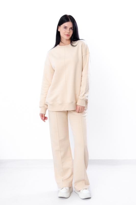Women’s Cozy Sweatshirt & Wide-Leg Pants Set – Relaxed Fit & Tailored Details, Winter, 3399-140 HC