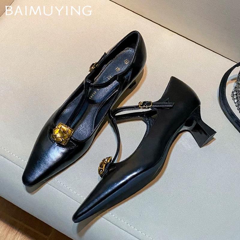 

Shallow Women Elegant Shoes Pointed Toe Mid Heels Fashion Sandals 2025 Trend Winter Dress Party Pumps Designer Ladies Zapatillas 35 чёрный
