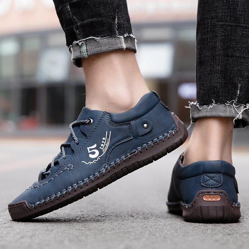 Men's Spring and Autumn Large Size Casual Shoes Flat Bottom Soft Leather Loafers Shoes Shoes