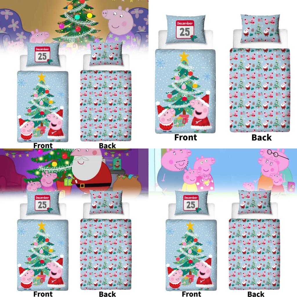 Peppa Pig Weihnachtliches Festdruck Bettwäscheset für Kinderzimmerdeko
