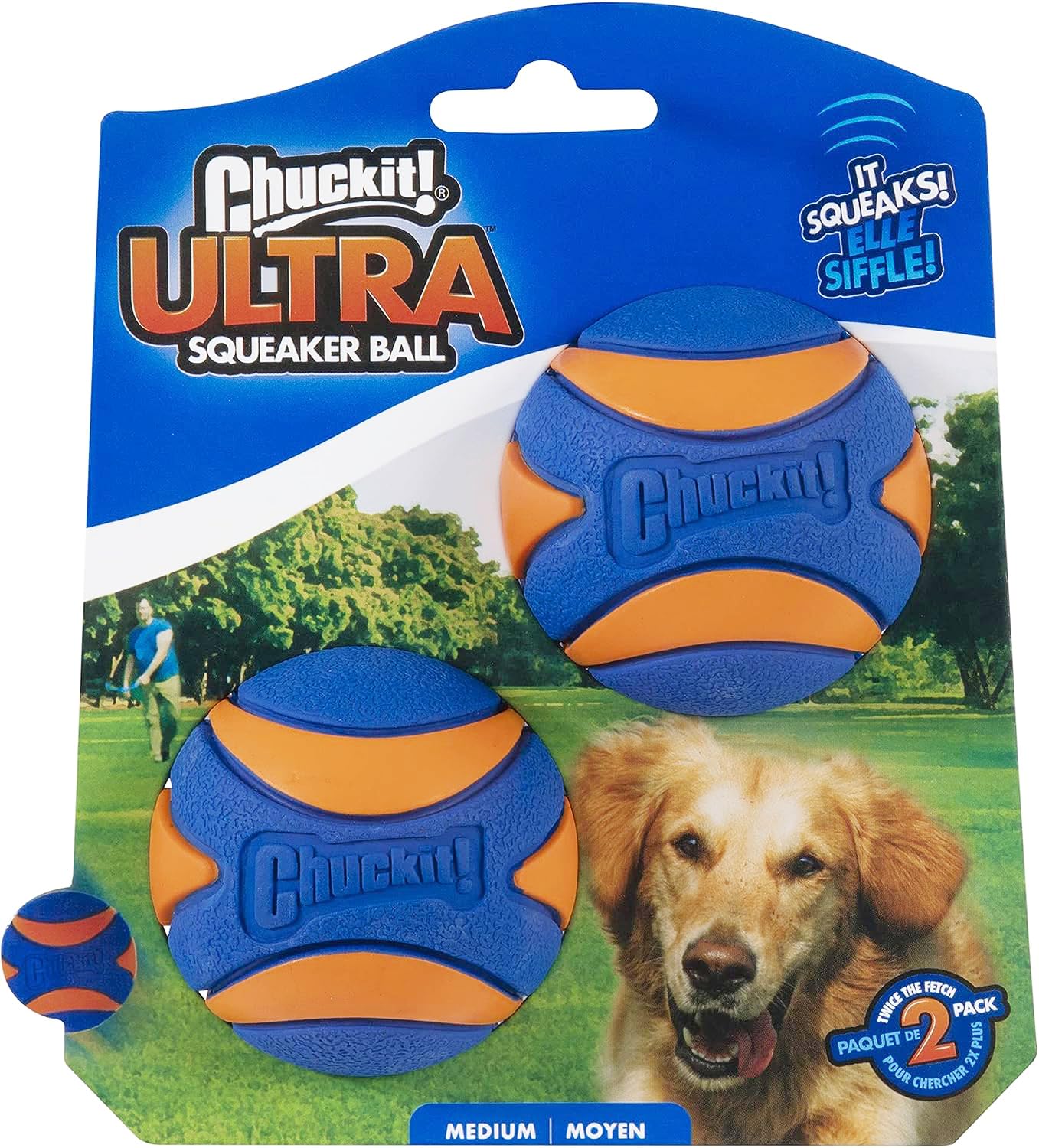 

Мяч Chuckit Ultra Squeaker, средний, упаковка из 2 шт.