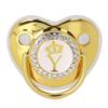 Baby Schnuller Infant Tragbare Exquisite Goldene Krone Brief Strass Schnuller mit Kette Clip