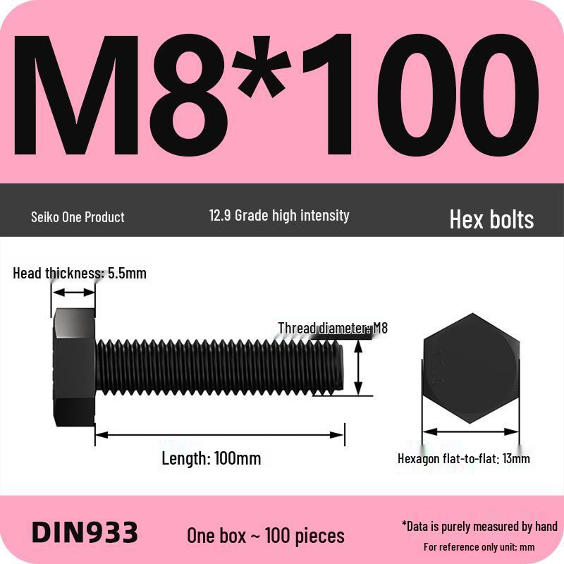 High Strength Class 12.9 Hex Bolt Set: M4-M16 Sizes