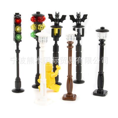 Street Scene Traffic Lights Halloween Minifigures Small Particles Building Block Accessories Street Light Toys