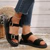 Fashion Women Shoes 2025 Women Fashion Peep Toe Casual Platform Sandals Summer Solid Comfortable Flat Sandals Big Size Shoes for Women
