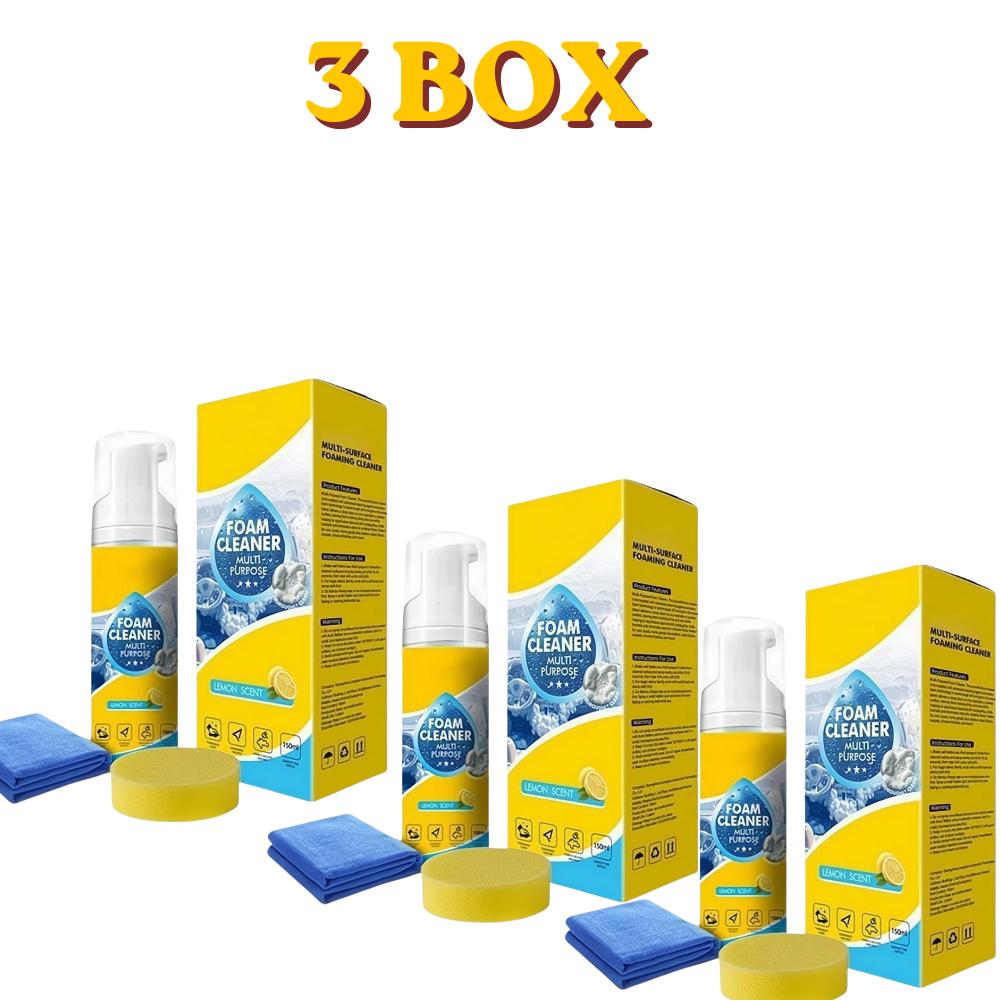4-in-1 Multi-Enzyme Foam Cleaner with Towel & Sponge No-Rinse Neutral Formula for Leather, Upholstery & Shoes Car Accessories