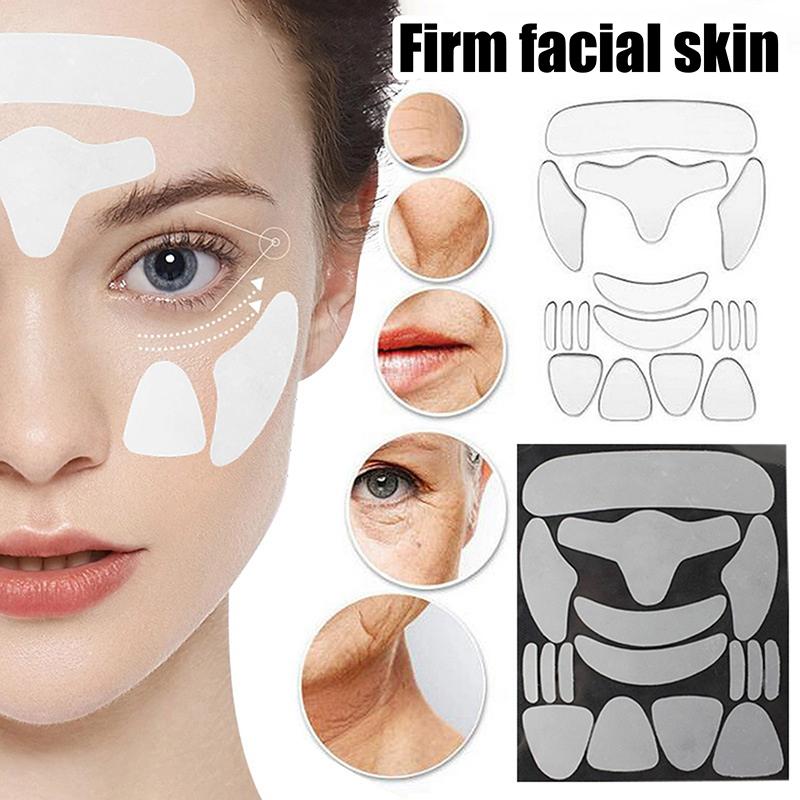 16Pcs Reusable Face Silicone Face Forehead Cheek Chin Sticker Face Skin Lifting Patches