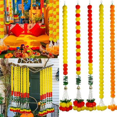 1PC Indische Hochzeiten Halloween Hof Mexikanische Künstliche Ringelblume Girlande Mit Ball Quasten