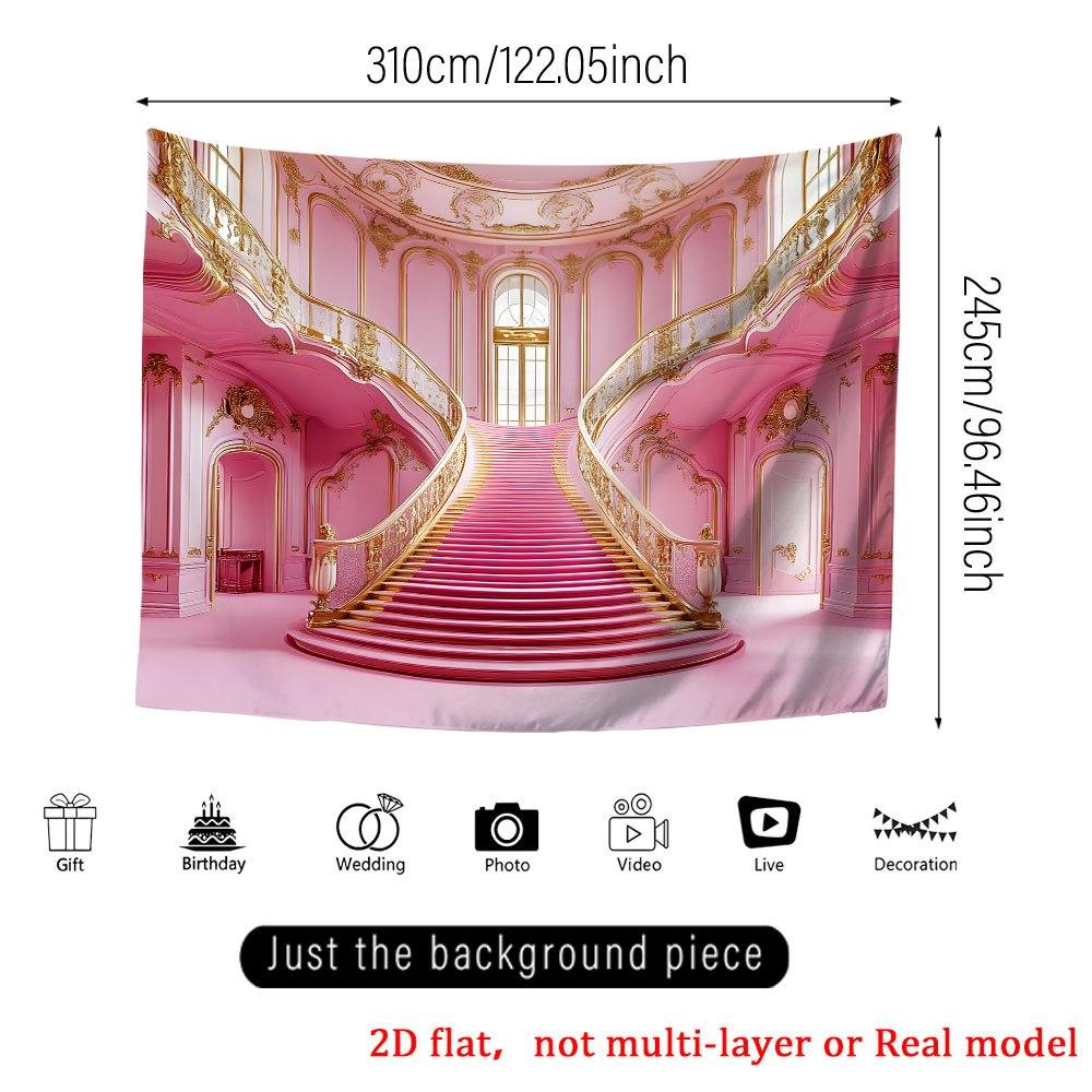 1Pcs Extra Large Pink Bat Palace Staircase Decoration Background Halloween Backdrop Decorations For Photo Studio Booth Party