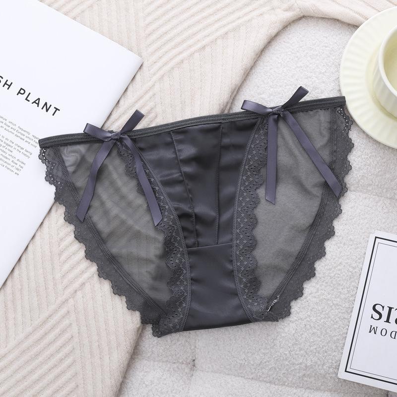 Ladies Sweet Lace Pure Desire Mesh Bow Briefs Panties