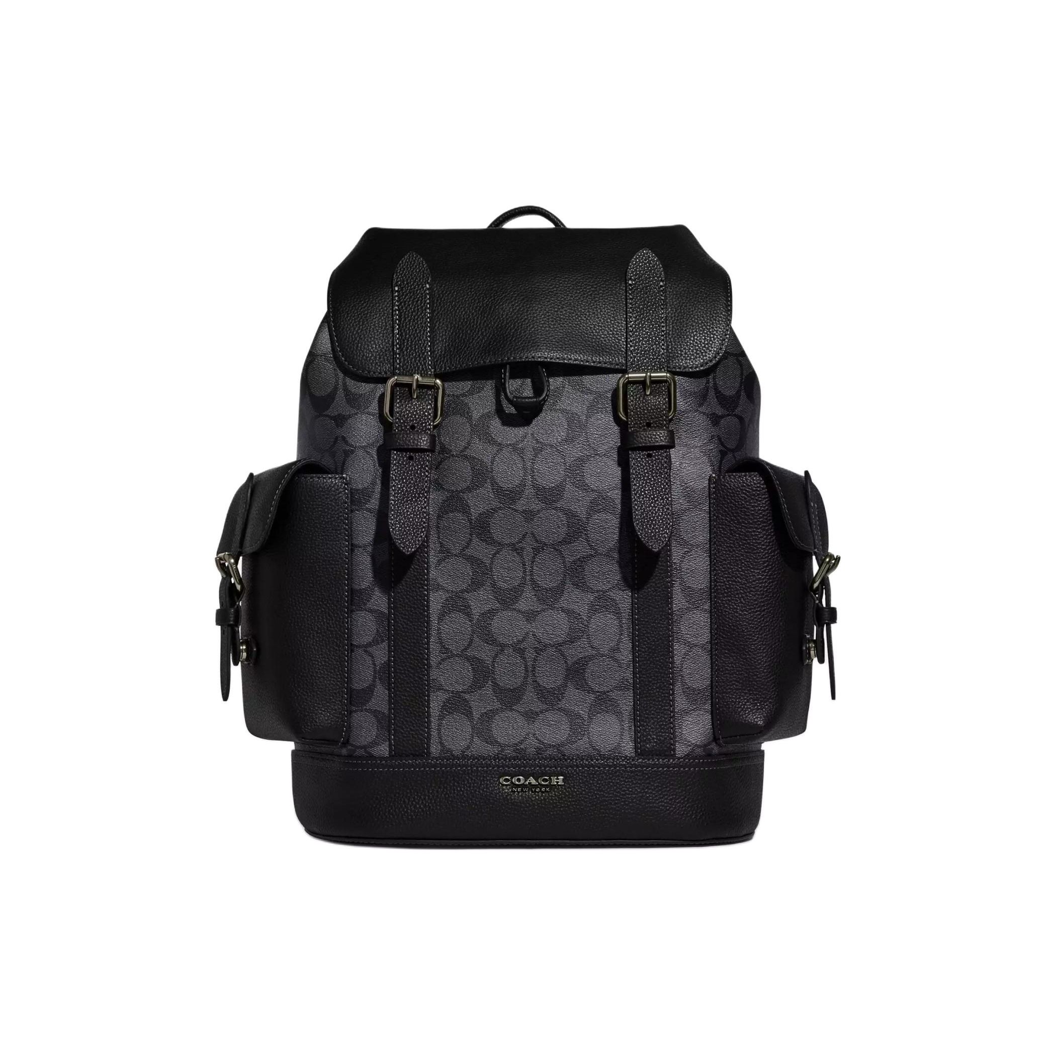 Coach Men's Hudson 30 Classic Monogram Coated Canvas And Leather Backpack Large Backpack Charcoal Cr388-Qbmi5