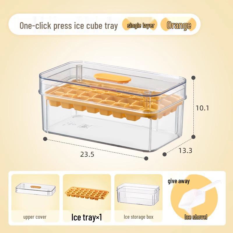 Press-Type Ice Cube Tray with Lid - Food Grade Storage Box for Homemade Ice Cubes