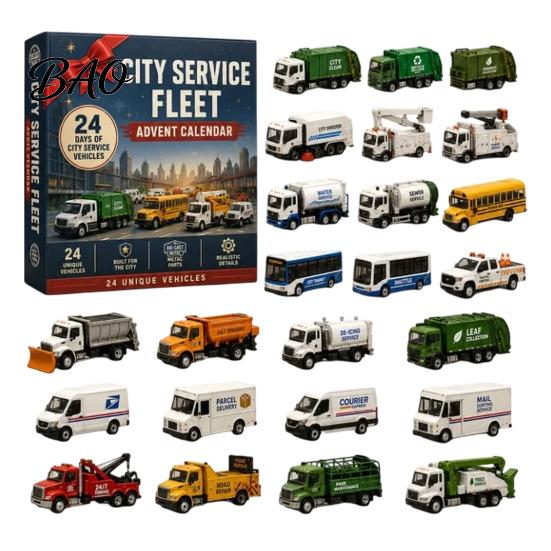 Christmas Stocking Stuffer 2026 Transportation Advent Calendar, 24-Day Acrylic Ornament Set with Vehicle Kids Gift Figures, Tree Hanging Decor,