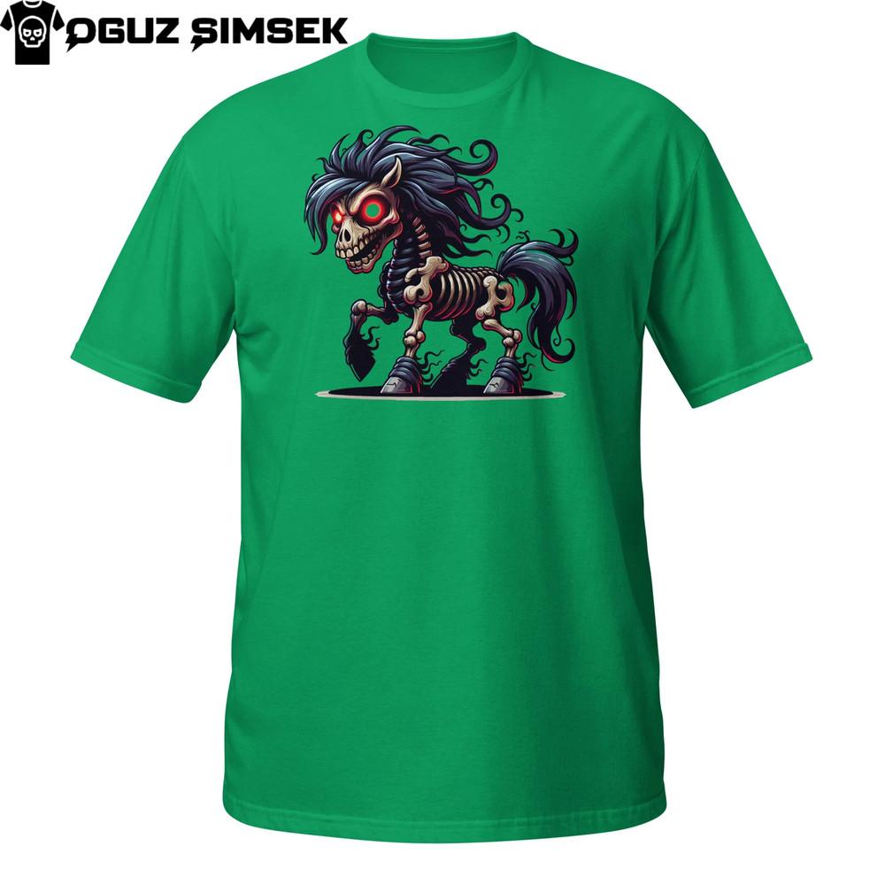 

Футболка «Лошадь-скелет» | Пони из кошмара нежити с огненными глазами | Готическая футболка 3XL